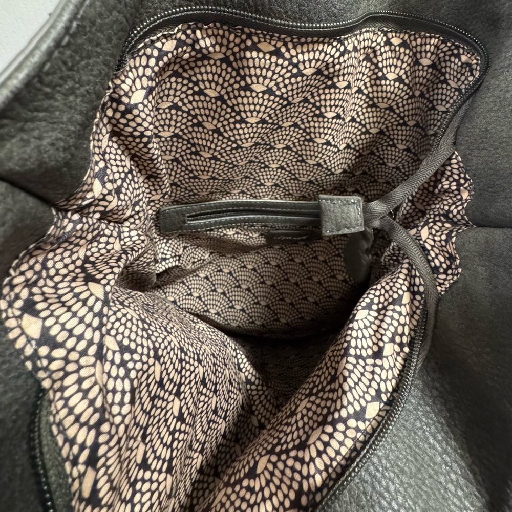 Vintage Moda Luxe Gray Leather & Suede LARGE Tote Bag Tassel Shoulder Purse - Picture 9 of 12